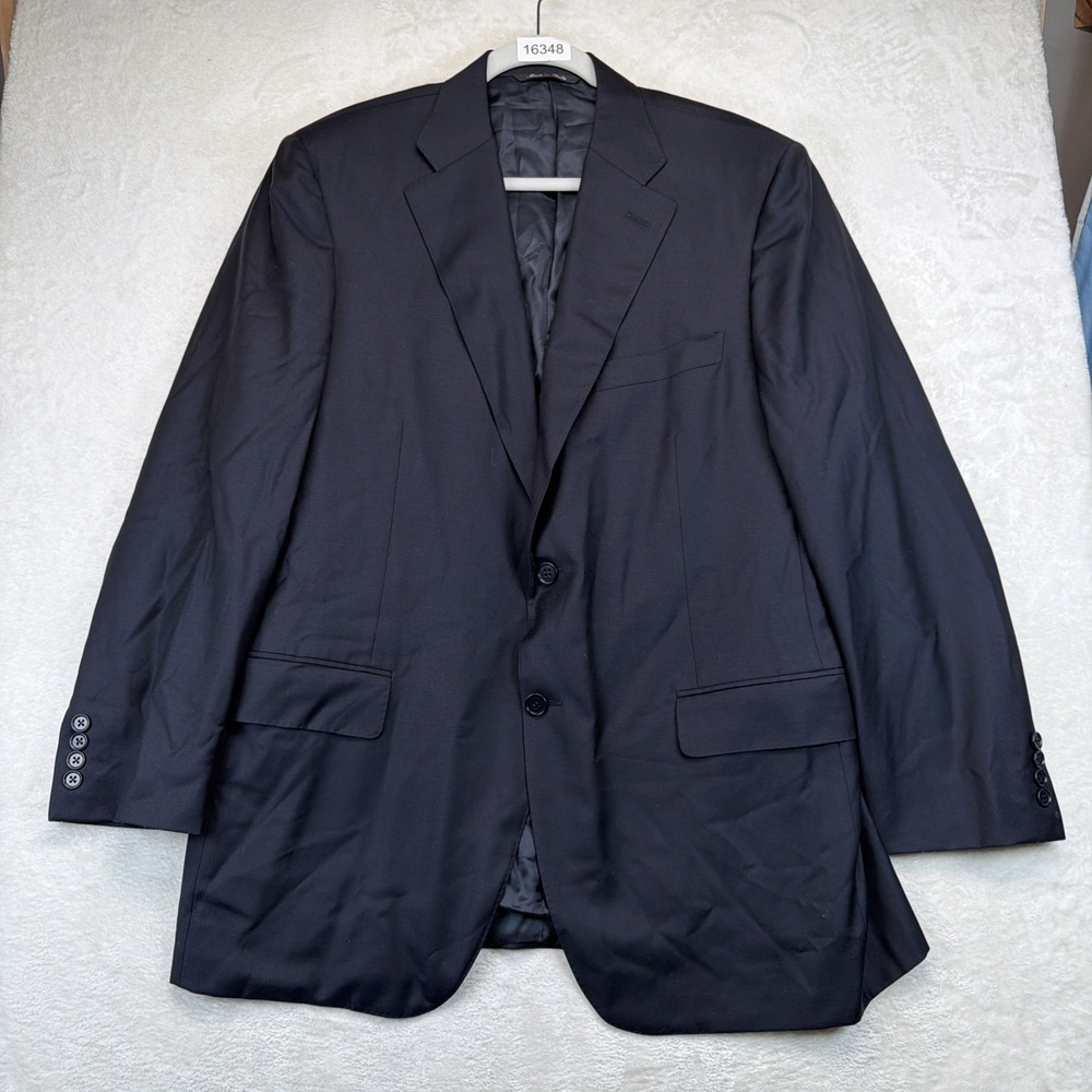 Canali Mens 44R Black Wool Blazer Sport Coat Made Italy IT 54 Two Button